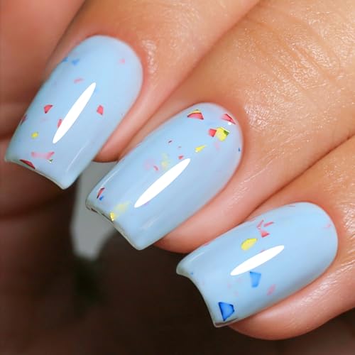 Ozzeal Pastel Gel Polish,15ML Sky Blue Flake Glitter Gel Nail Polish Macaron Spring Summer LED UV Speckled Sparkle Art Starter Manicure Salon DIY Nail von Ozzeal