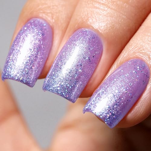 Ozzeal UV Nagellack Glitzer, Helles Lila Schillernd Glitzer UV Gel Nagellack Glitzernder Regenbogen Gel Nail Polish Frühling Sommer Soak Off UV Led Maniküre 15ML von Ozzeal