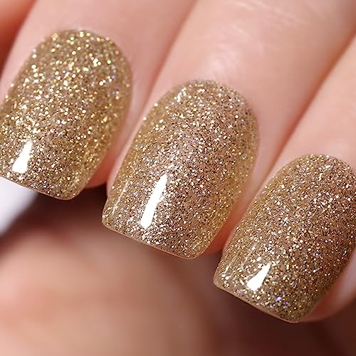 Ozzeal UV Nagellack Glitzer, Klar Gold Glitzer UV Gel Nagellack Glitzernder Schimmer Gel Nail Polish Frühling Sommer Regenbogen Gel Nagellack Soak Off UV Led Maniküre 15ML von Ozzeal