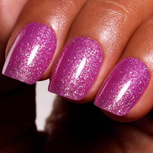 Ozzeal UV Nagellack Glitzer, Rose Lila Schillernd Glitzer UV Gel Nagellack Glitzernder Schimmer Gel Nail Polish Frühling Sommer Regenbogen Gel Nagellack Soak Off UV Led Maniküre 15ML von Ozzeal