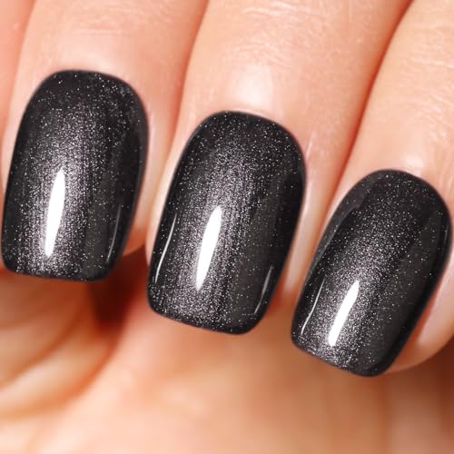 Ozzeal UV Nagellack Glitzer Schwarz - Glitzernder Schimmer Gel Nail Polish für Herbst und Winter - Soak Off UV Led 15ML von Ozzeal