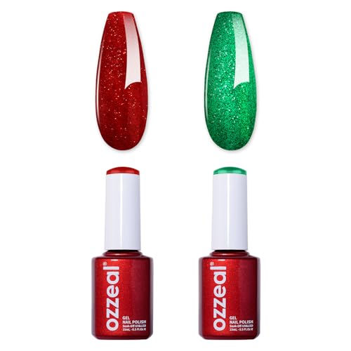 Ozzeal UV Nagellack Glitzer Set, 2 Pcs 15ML Weihnachten Rot Grün Glitter UV Gel Nagellack Funkelnder Schimmer Gel Nail Polish Herbst Winter Neujahr Gel Nagellack Kit Soak Off LED UV Ozzeal UV Nagellack Glitzer Set, 2 Pcs 15ML Weihnachten Rot Grün Glitter UV Gel Nagellack Funkelnder Schimmer Gel Nail Polish Herbst Winter Neujahr Gel Nagellack Kit Soak Off LED UV von Ozzeal