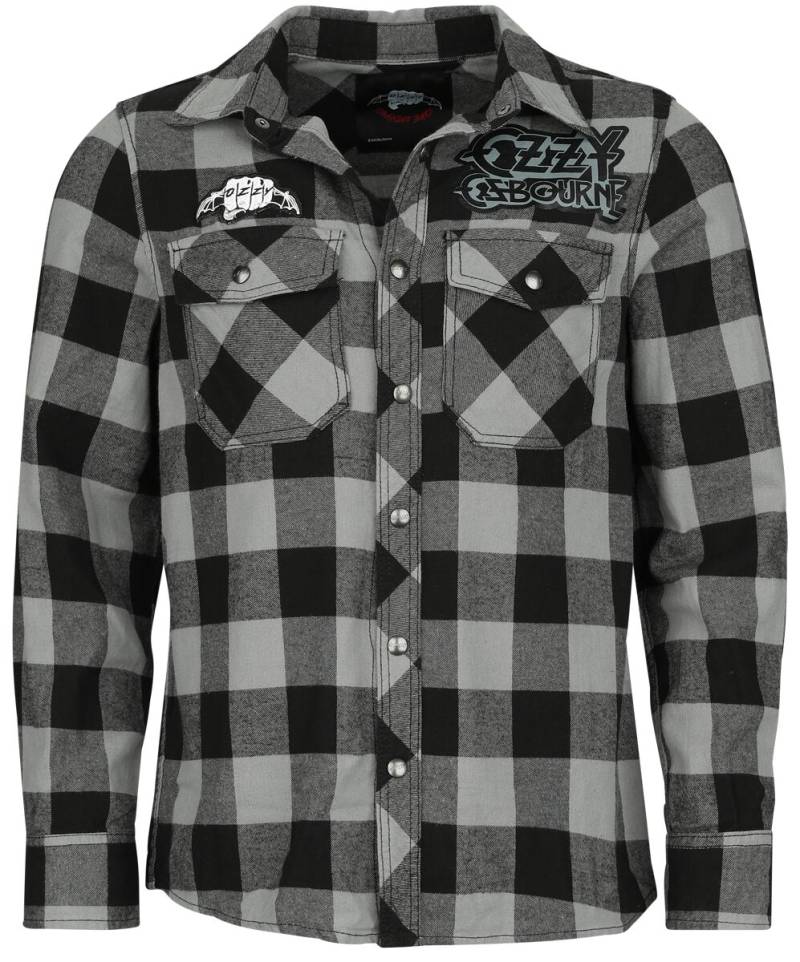 Ozzy Osbourne Langarmhemd - Check Shirt - L bis 3XL - für Männer - Größe XXL - schwarz/grau  - Lizenziertes Merchandise! von Ozzy Osbourne
