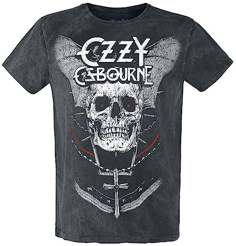 Ozzy Osbourne White Logo Männer T-Shirt Charcoal M 100% Baumwolle Band-Merch, Bands von Ozzy Osbourne