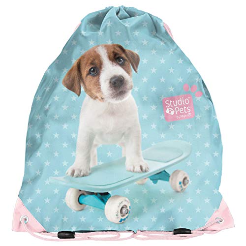 KINDER TURNBEUTEL / SPORTBEUTEL 36x32 cm - STUDIO PETS - HUND - von Paso