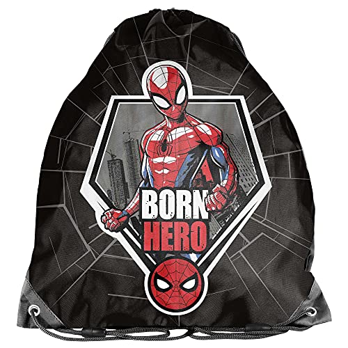 Paso KINDER TURNBEUTEL / SPORTBEUTEL 36x32 cm - SPIDER-MAN - SCHWARZ / ROT von PASO