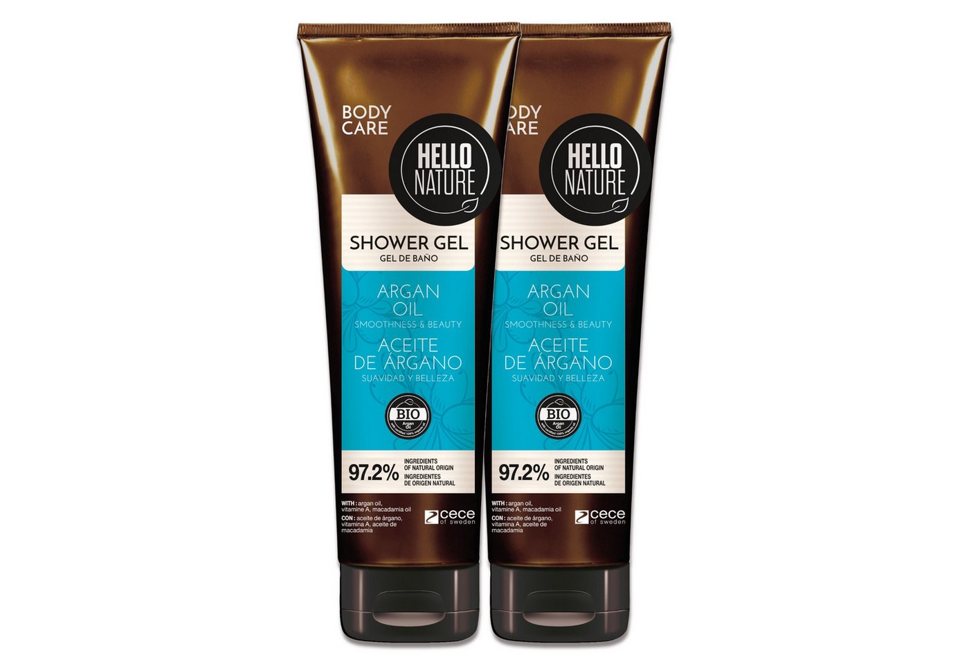 P-Beauty Cosmetic Accessories Duschgel Duschbad Herren Damen Shower Gel mit Arganöl Bio Vegan Hello Nature, 2-tlg., Duschgel, Körperpflege, Hautpflege, Hello Nature von P-Beauty Cosmetic Accessories