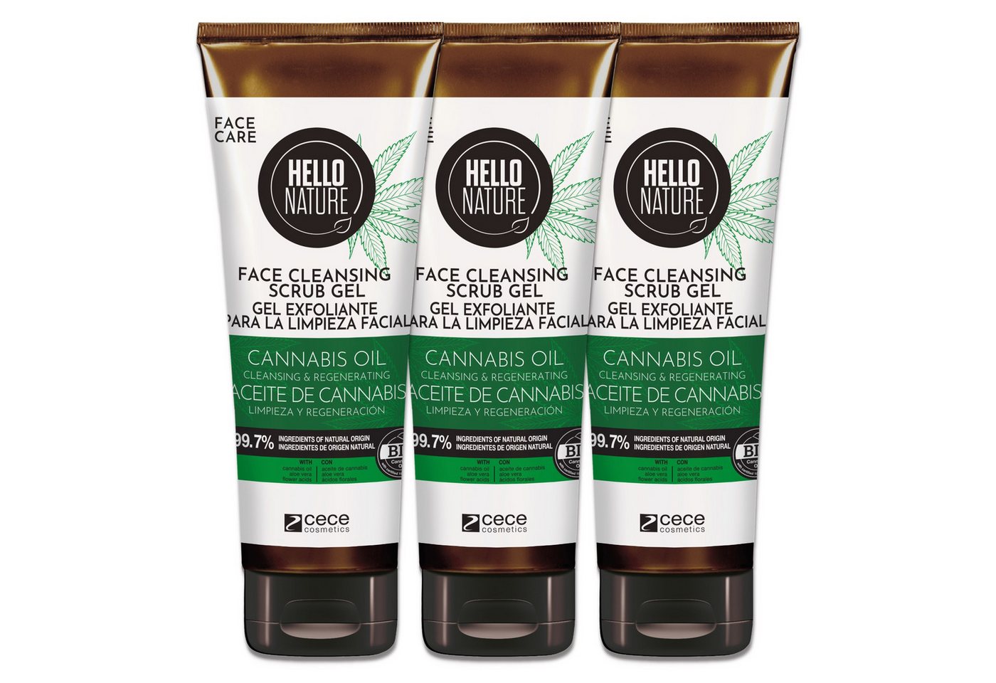 P-Beauty Cosmetic Accessories Gesichtspeeling Gesichtsreinigung Gesichtspflege Hanföl Bio Vegan Hello Nature, 3-tlg., Gesichtspflege, Gesichtspeeling, Peeling, Hello Nature von P-Beauty Cosmetic Accessories