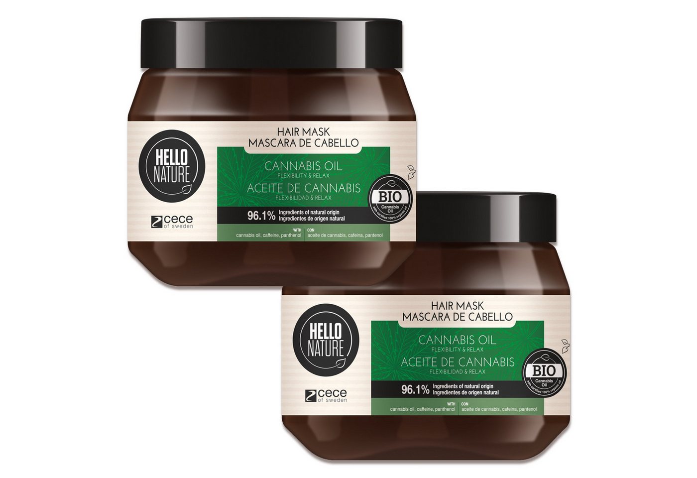 P-Beauty Cosmetic Accessories Haarmaske Haarkur Repair Intensivpflege Tiefenregeneration Hanföl Hello Nature, 2-tlg., Haarmaske, Haarpflege, Hello Nature, Cannabis, Hanf-Öl von P-Beauty Cosmetic Accessories