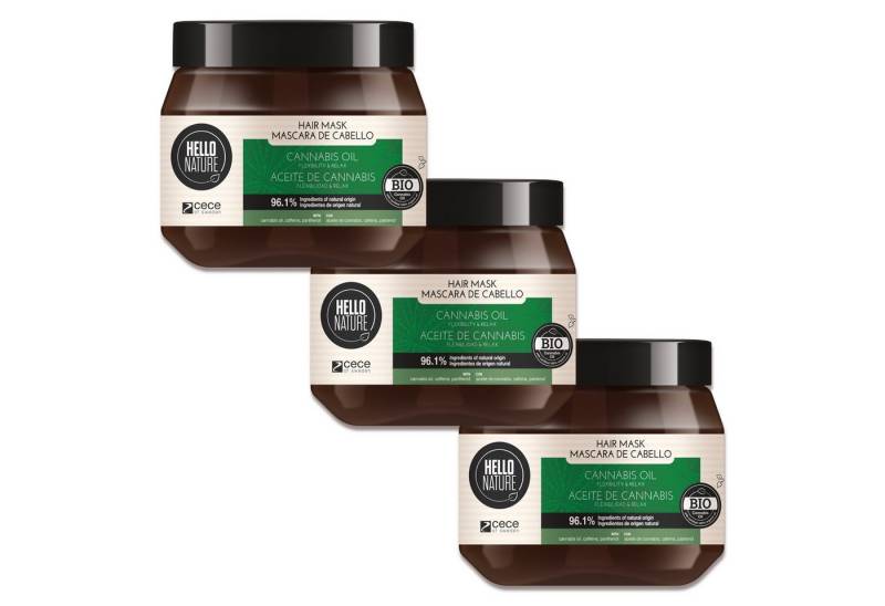 P-Beauty Cosmetic Accessories Haarmaske Haarkur Repair Intensivpflege Tiefenregeneration Hanföl Hello Nature, 3-tlg., Haarmaske, Haarpflege, Hello Nature, Cannabis, Hanf-Öl von P-Beauty Cosmetic Accessories