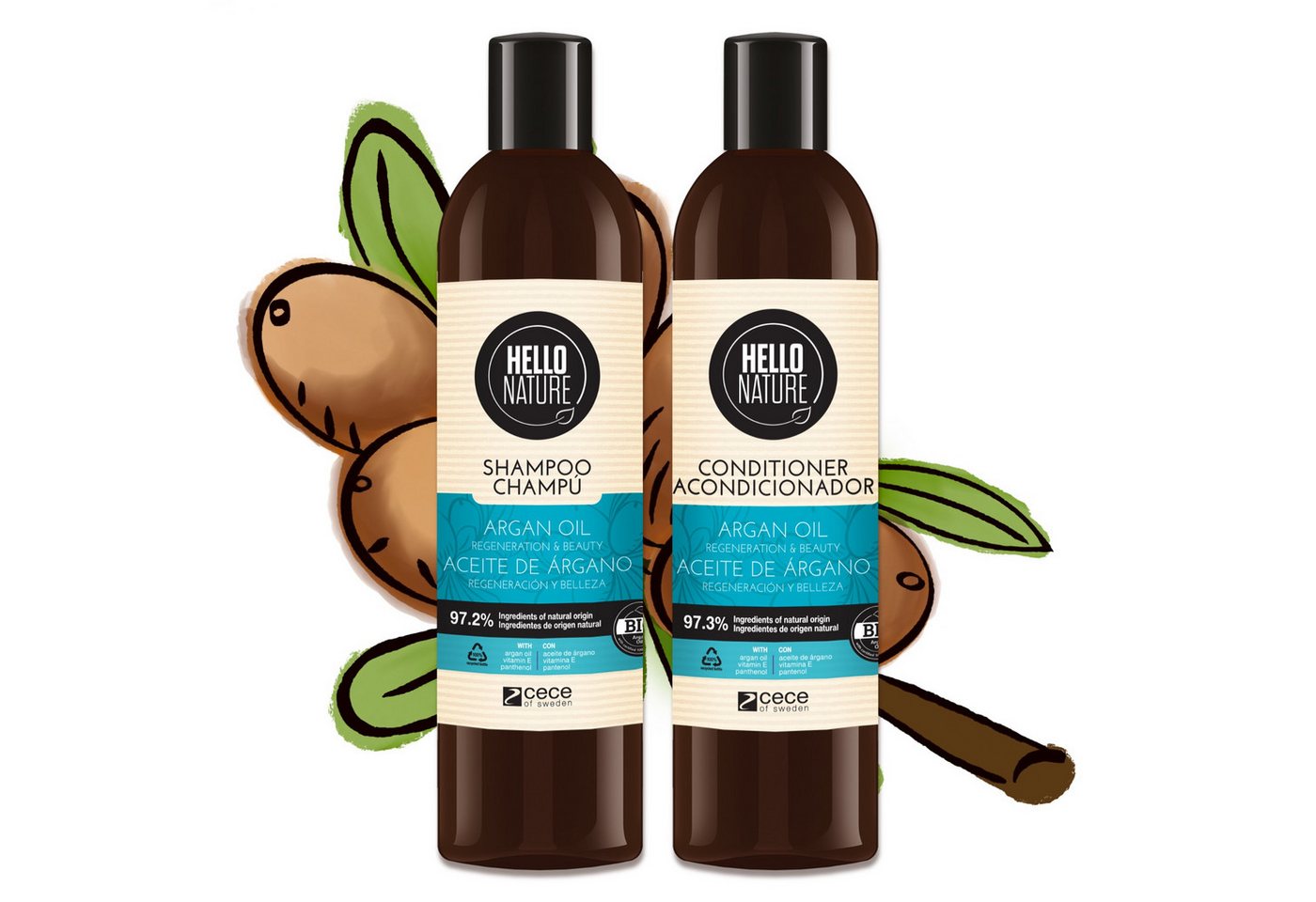 P-Beauty Cosmetic Accessories Haarpflege-Set Haar Shampoo Conditioner Set Haarmaske mit Arganöl Hello Nature, Haarpflege, Shampoo, Haarmaske, Haarspülung, Arganöl von P-Beauty Cosmetic Accessories