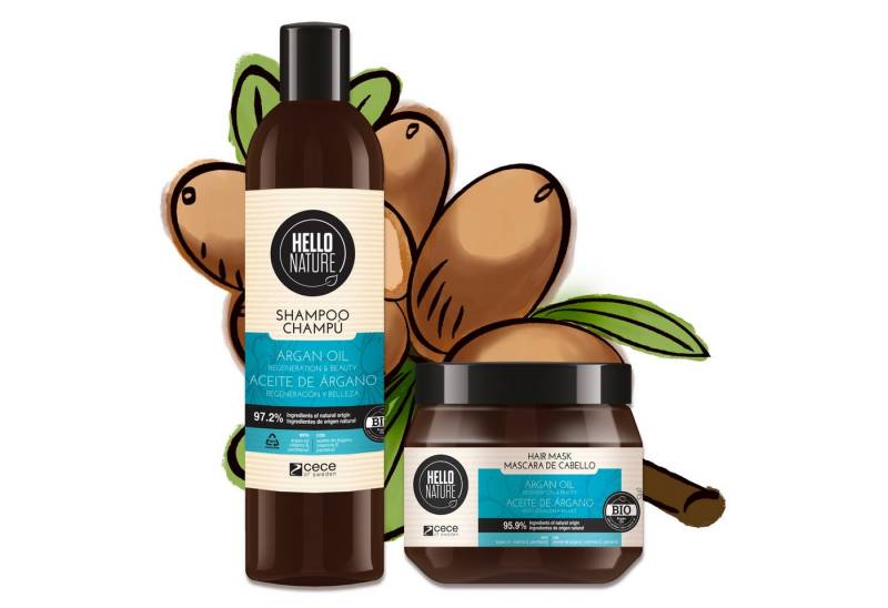 P-Beauty Cosmetic Accessories Haarpflege-Set Haar Shampoo Conditioner Set Haarmaske mit Arganöl Hello Nature, Haarpflege, Shampoo, Haarmaske, Haarspülung, Arganöl von P-Beauty Cosmetic Accessories