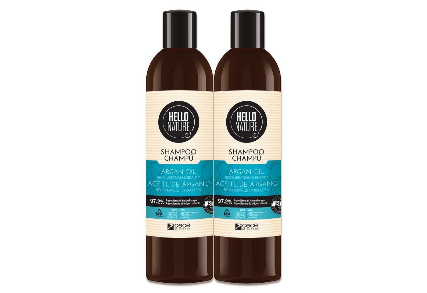P-Beauty Cosmetic Accessories Haarshampoo Haarpflege Damen Herren Shampoo mit Arganöl Hello Nature, 2-tlg., Haarshampoo, Haarpflege, Hello Nature, Arganöl von P-Beauty Cosmetic Accessories