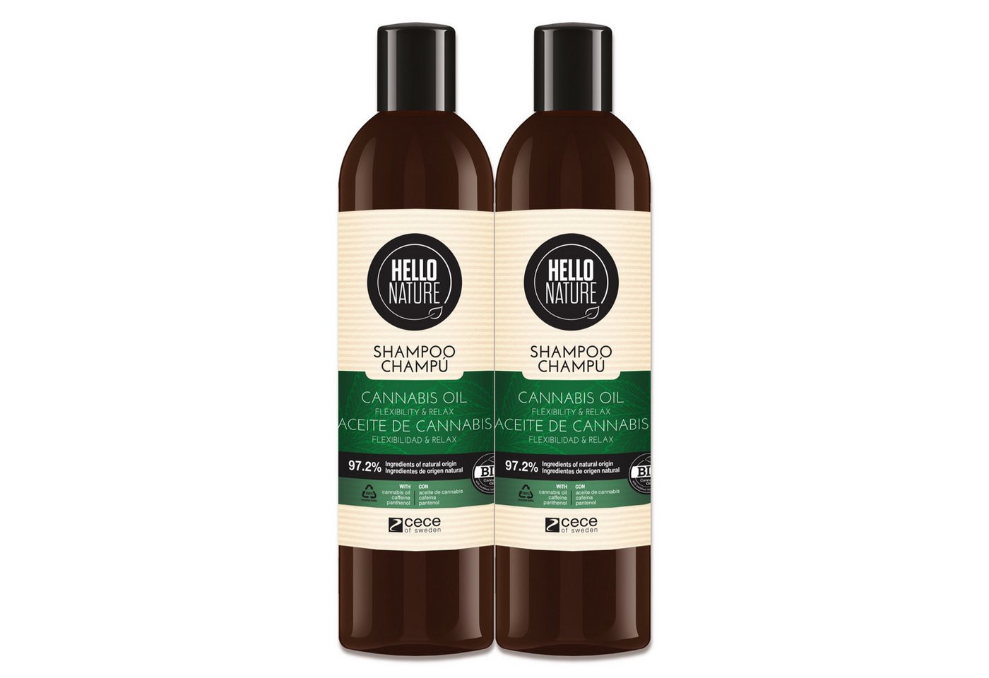 P-Beauty Cosmetic Accessories Haarshampoo Hanföl Cannabis Naturkosmetik Haarpflege Haarschäden Hello Nature, 2-tlg., Haarshampoo, Haarpflege, Hanf-Öl, Cannabis von P-Beauty Cosmetic Accessories
