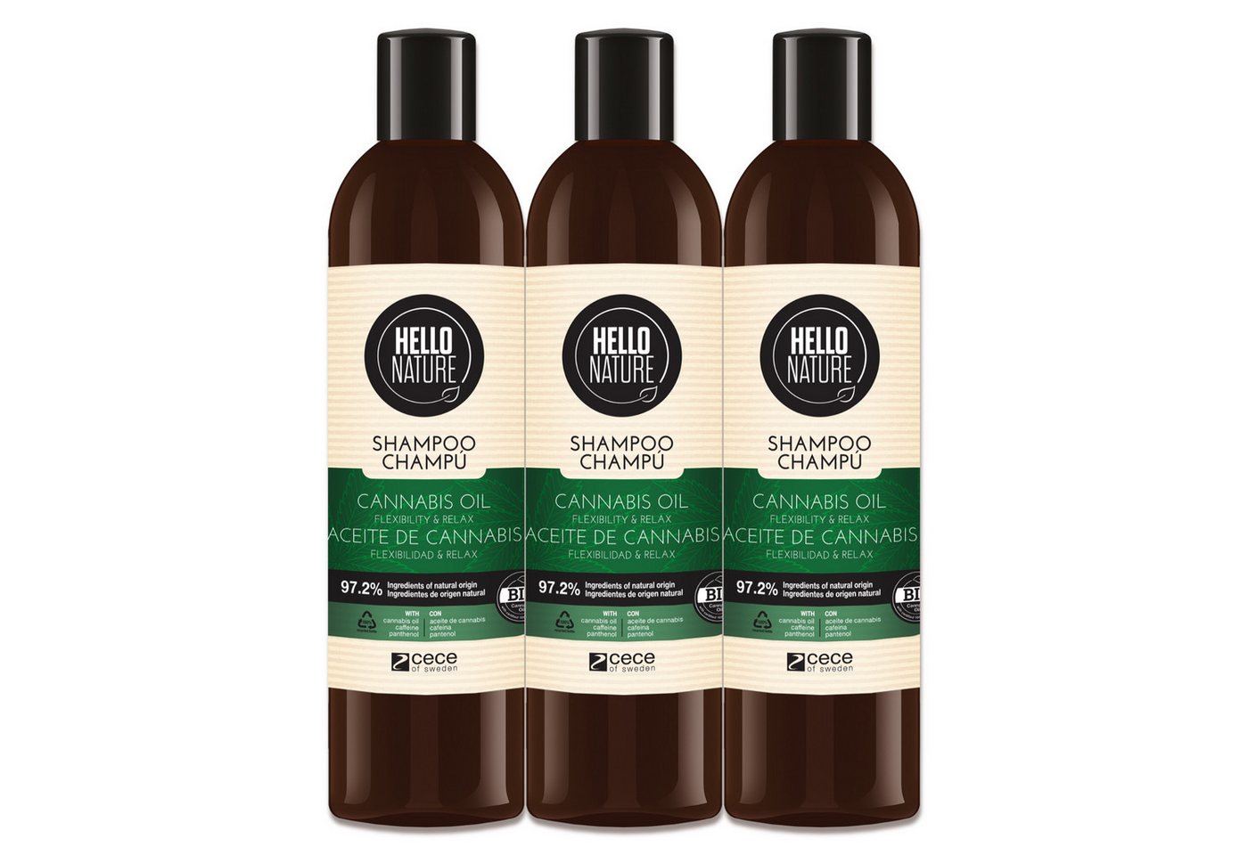P-Beauty Cosmetic Accessories Haarshampoo Hanföl Cannabis Naturkosmetik Haarpflege Haarschäden Hello Nature, 3-tlg., Haarshampoo, Haarpflege, Hanf-Öl, Cannabis von P-Beauty Cosmetic Accessories
