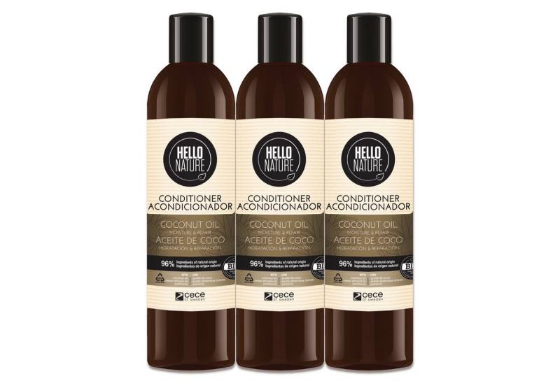 P-Beauty Cosmetic Accessories Haarspülung Conditioner Haarpflege Haarkur Kokosöl Naturkosmetik Bio Vegan, 3-tlg., Haarspülung, Conditioner, Haarpflege, Hello Nature von P-Beauty Cosmetic Accessories