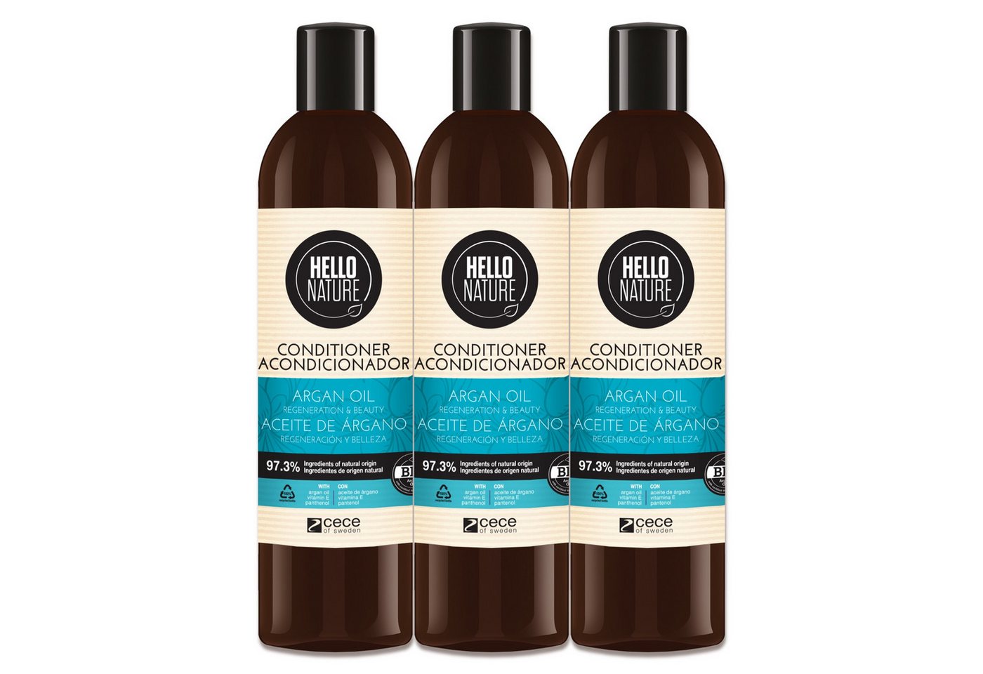 P-Beauty Cosmetic Accessories Haarspülung Haar Conditioner Haarspülung Haarpflege Haarkur Arganöl Hello Nature, 3-tlg., Haarspülung, Conditioner, Haarpflege, Arganöl von P-Beauty Cosmetic Accessories