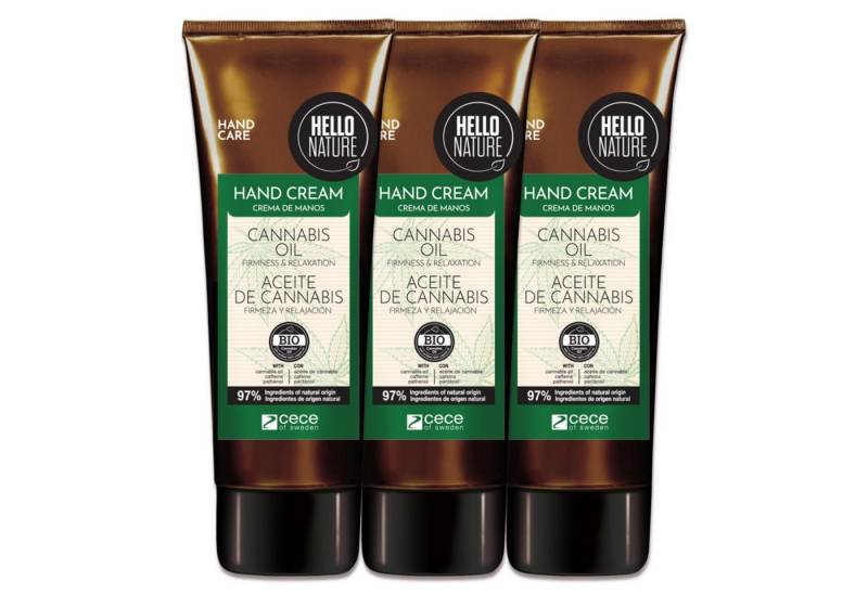 P-Beauty Cosmetic Accessories Handcreme Hello Nature Handpflegecreme Hautpflege mit Hanföl Bio Vegan, 3-tlg., Handpflege, Handcreme, Hello Nature, Cannabis von P-Beauty Cosmetic Accessories
