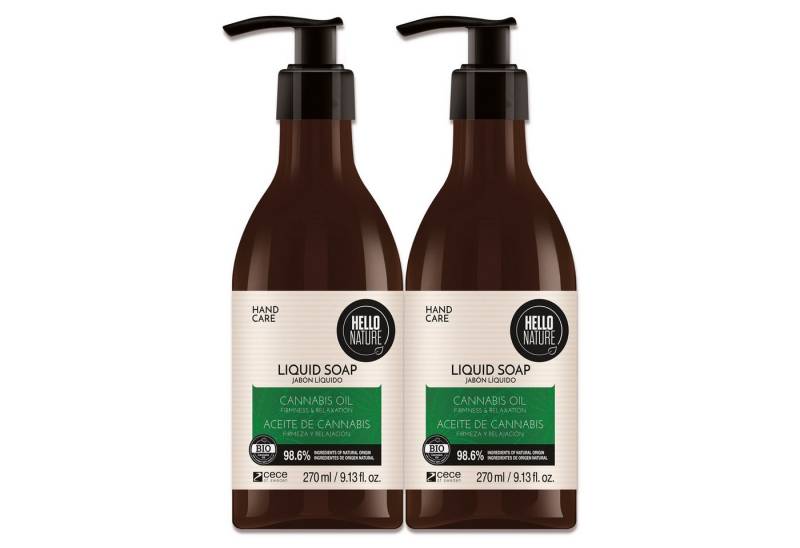 P-Beauty Cosmetic Accessories Handseife Flüssigseife Naturseife Schaumseife Duschgel mit Hanföl Hello Nature, 2-tlg., Handseife, Handpflege, Canabis, Hello Nature von P-Beauty Cosmetic Accessories