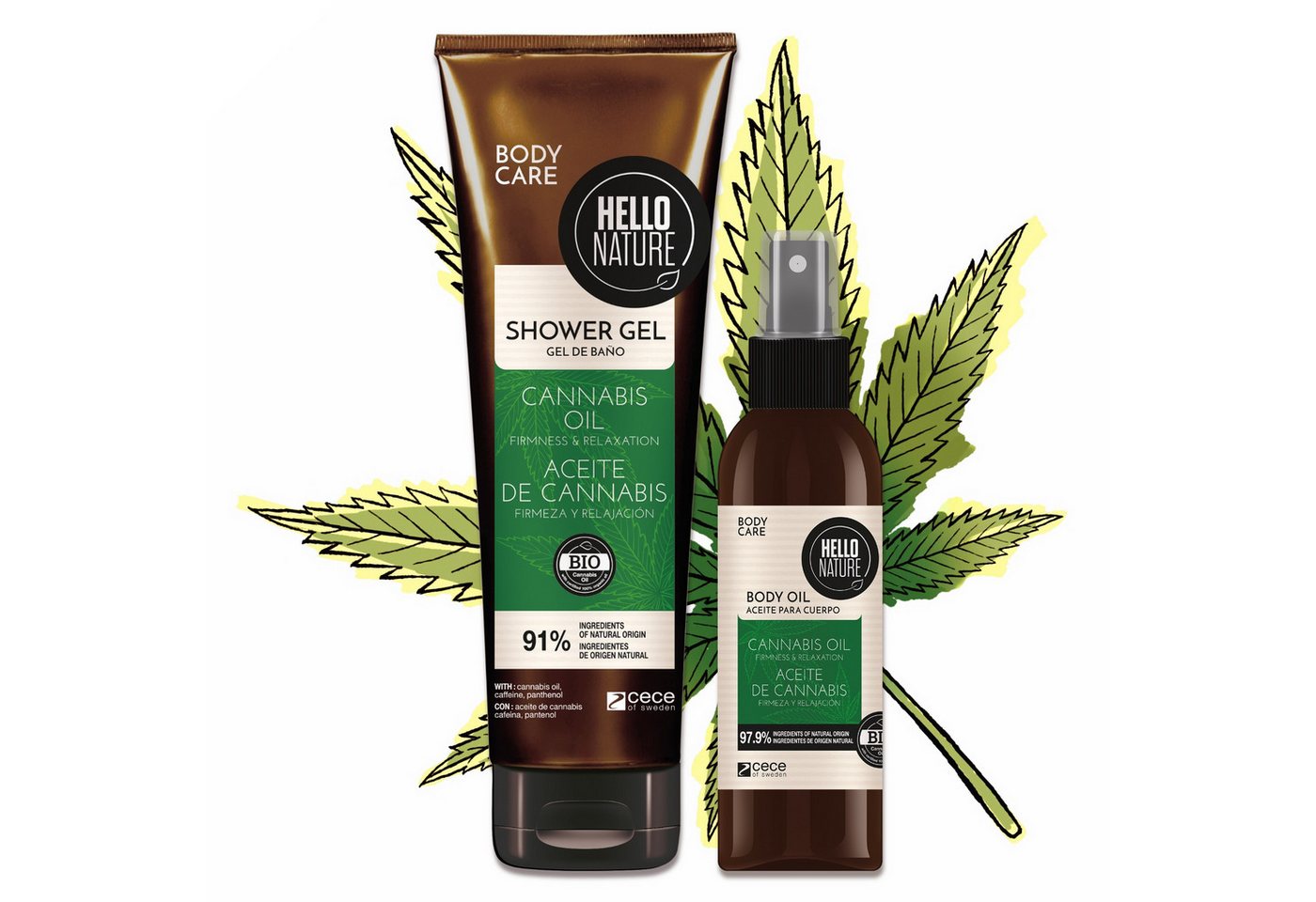 P-Beauty Cosmetic Accessories Hautpflege-Set Körperpflege Hanföl Cannabis Set Duschgel Body Butter Balm Öl, Körperpflege, Hello Nature, Cannabis, Hanf Öl von P-Beauty Cosmetic Accessories