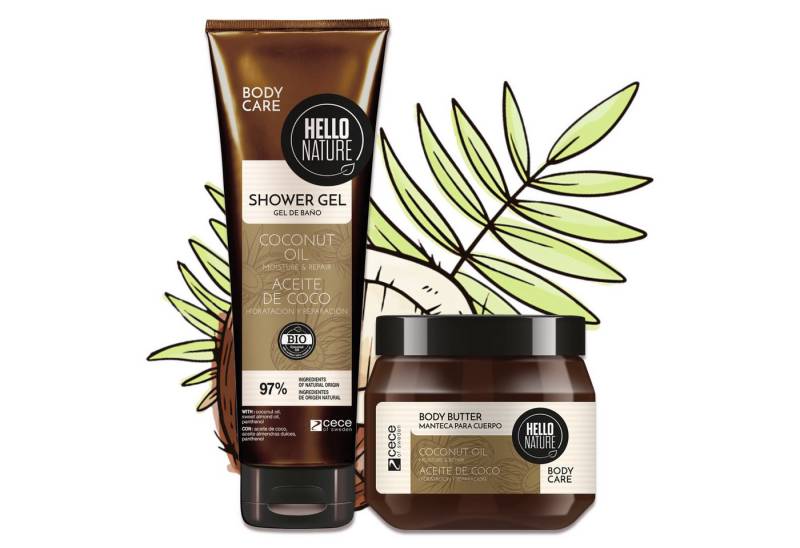 P-Beauty Cosmetic Accessories Hautpflege-Set Kokosnussöl Körperpflege Set Duschgel Body Butter Milk Öl BIO Set, Körperpflege Set, Hautpflege, Hello Nature von P-Beauty Cosmetic Accessories