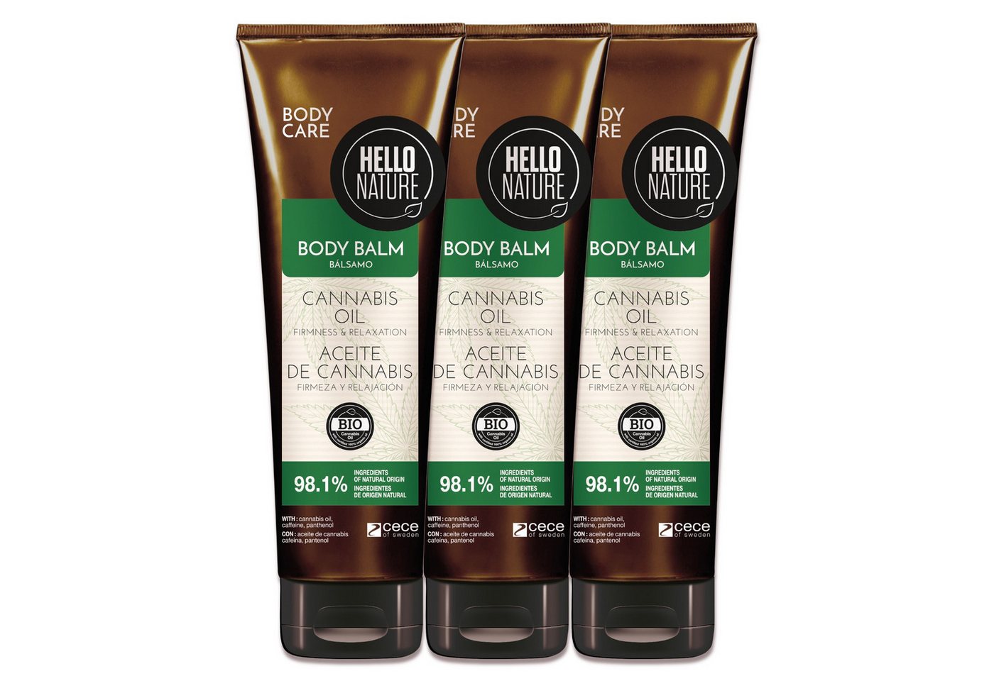 P-Beauty Cosmetic Accessories Körperbalsam Hello Nature Body Balm Körper Balsam Feuchtigkeitspflege Hanf Cannabis, 3-tlg., Körperpflege, Hautpflege, Hanföl, Balsam von P-Beauty Cosmetic Accessories