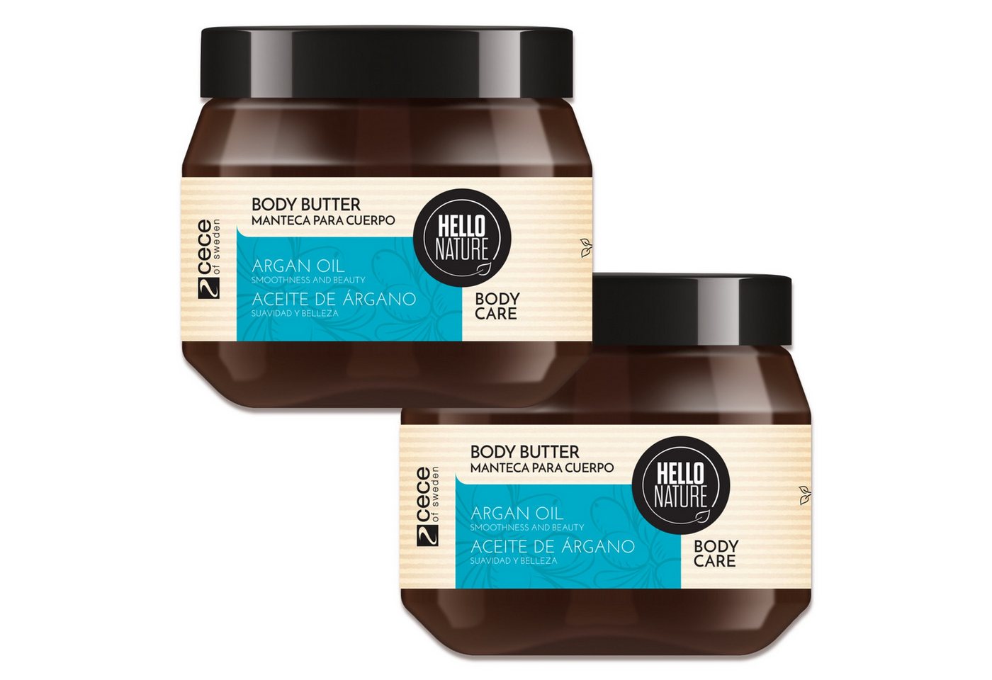 P-Beauty Cosmetic Accessories Körperbutter Body Butter Körpercreme Hautpflege mit Arganöl Bio Hello Nature, 2-tlg., Hautpflege, Körpercreme, Body Butter, Hello Nature von P-Beauty Cosmetic Accessories