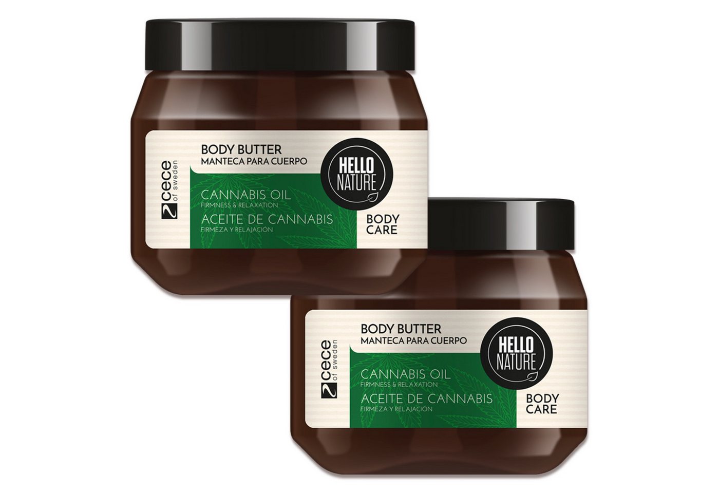 P-Beauty Cosmetic Accessories Körperbutter Hello Nature Body Butter Körpercreme Hautpflege Cannabis Bio-Hanföl, 2-tlg., Körperpflege, Body Butter, Hautpflege, Hanf-öl von P-Beauty Cosmetic Accessories