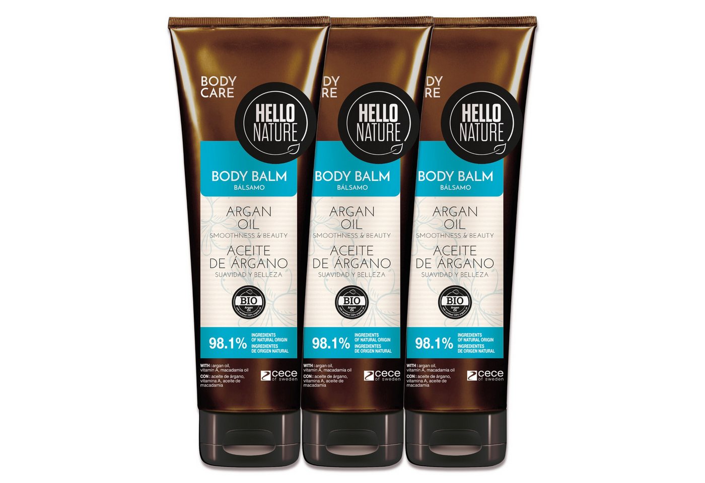 P-Beauty Cosmetic Accessories Körpercreme Body Balm Körper Balsam Feuchtigkeitspflege mit Arganöl Hello Nature, 3-tlg., Hautpflege, Körpercreme, Body Balm, Hello Nature von P-Beauty Cosmetic Accessories