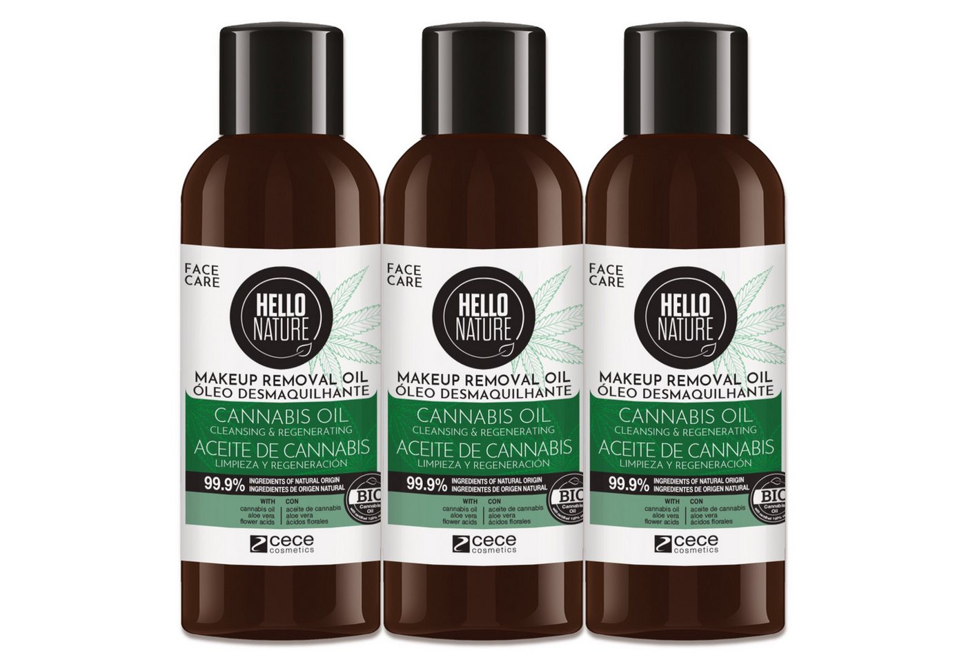 P-Beauty Cosmetic Accessories Make-up-Entferner Hello Nature Haut Gesicht Regeneration Reinigungsöl mit Hanföl, 3-tlg., Gesichtsreinigung, Gesichtspflege, Make-up, Cannabis von P-Beauty Cosmetic Accessories