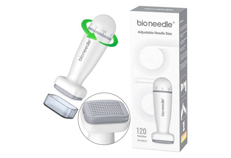 P-Beauty Cosmetic Accessories Micro-Needling Derma Stamp Dermapen Mesoroller 120 Edelstall Nadeln Länge 0-2mm, 1-tlg., Einstellbare Nadellänge, 120 feine Bio-Nadeln, Gezielte Anwendung von P-Beauty Cosmetic Accessories