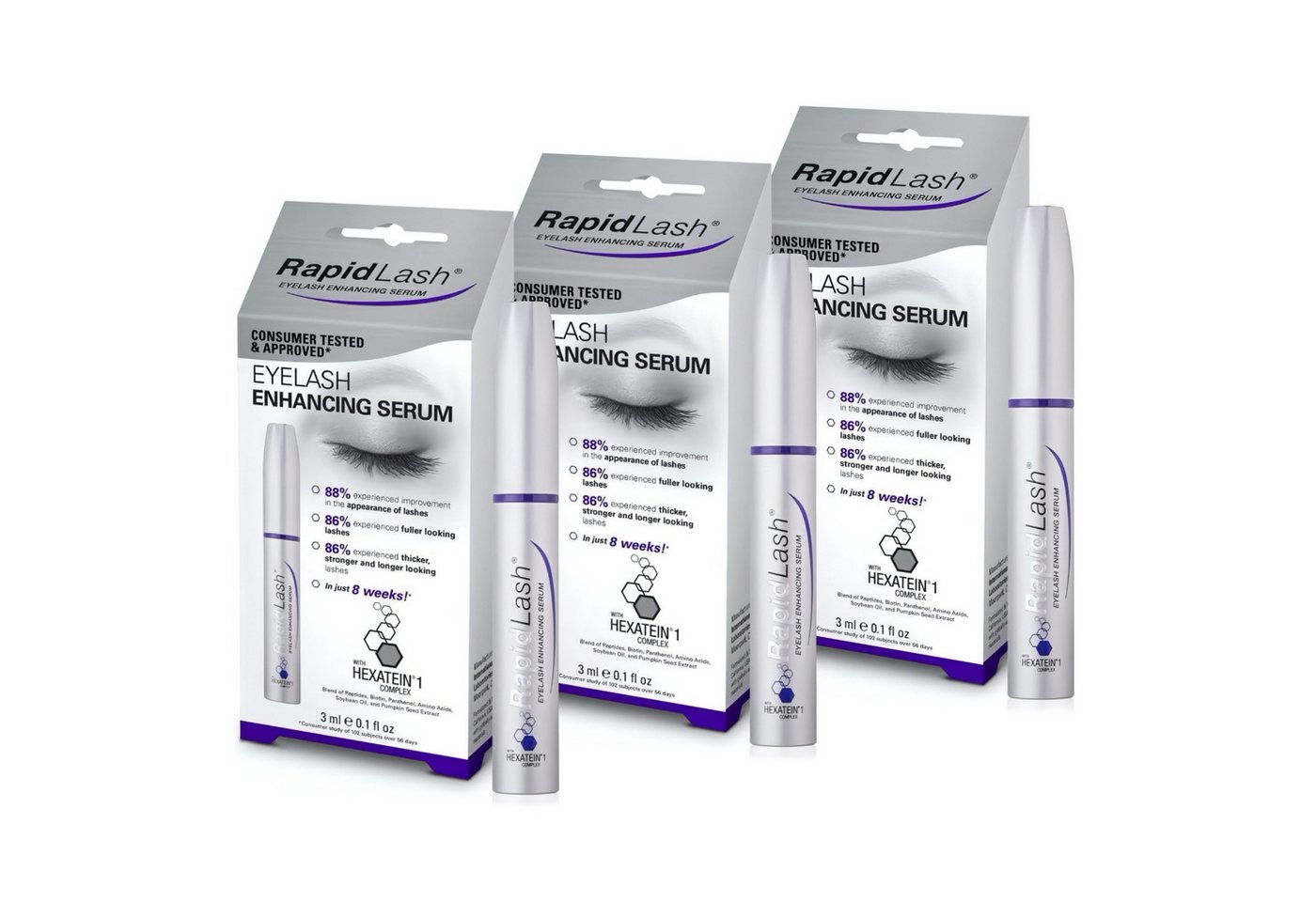 P-Beauty Cosmetic Accessories Wimpernserum Rapid/Lash Eyelash Serum zur Wimpernverlängerung 3ml, 3-tlg., Wimpernserum, Wimpernpflege, Rapid Serum von P-Beauty Cosmetic Accessories