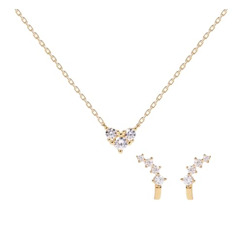 PdPaola Damen-Schmuck-Set 925er Silber Kristall One Size Gelbgold 88417291 von P D PAOLA