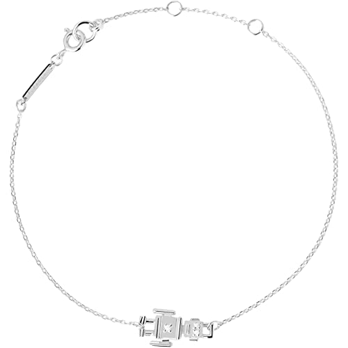 PDPaola Robert Silberarmband Zierliches Armband aus Sterlingsilber mit Robotermotiv, Maße Roboter: 1,3 X 0,7 cm, Maße Kette: Verstellbare Glieder von 14 bis 18 cm, PU02-171-U von P D PAOLA