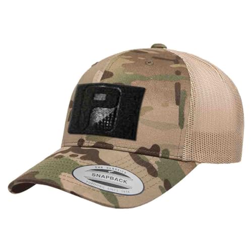 P PULLPATCH Pull Patch Tactical Hat | Authentic Snapback Multicam Trucker Curved Bill Cap | 5,1 x 7,6 cm Loop Surface for Hook Morale Patches, Camo und Khaki P PULLPATCH Pull Patch Tactical Hat | Authentic Snapback Multicam Trucker Curved Bill Cap | 5,1 x 7,6 cm Loop Surface for Hook Morale Patches, Camo und Khaki von P PULLPATCH