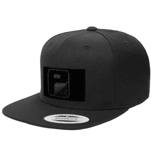 Taktische Mütze, Baseballkappe, authentische Snapback-Premium-Flachschnabel | 5,1 x 7,6 cm Klettfläche zum Befestigen von Moral-Patches | Schwarz | US-Flagge Patch enthalten von P PULLPATCH