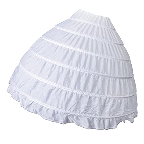 P Prettyia Damen Petticoat Reifrock Hochzeitskleid Krinoline Unterrock Einheitsgröße Weiß Polyester 6 Kreise 95 cm Hochzeit Ball Karneval Historische Rekonstitution Prinzessinnen-Kostüm von P Prettyia