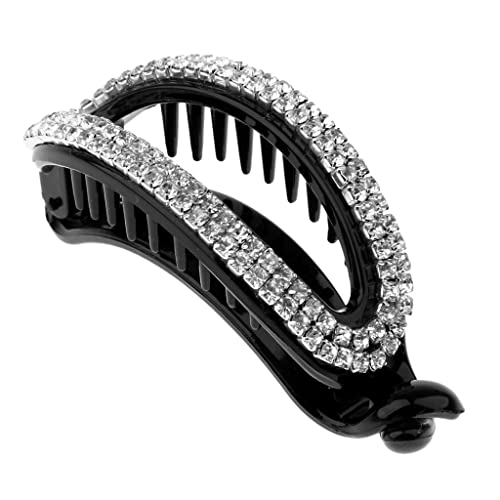 P Prettyia Haar Accessories Haarklammer/Bananenspange mit Strass Dekor - Schwarz von P Prettyia