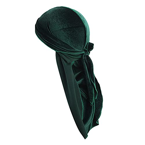 P Prettyia Samt Durag Cap Headwraps Lange Kopfbedeckung Chemo Bandana Kopftuch Schlafmütze - Grün von P Prettyia