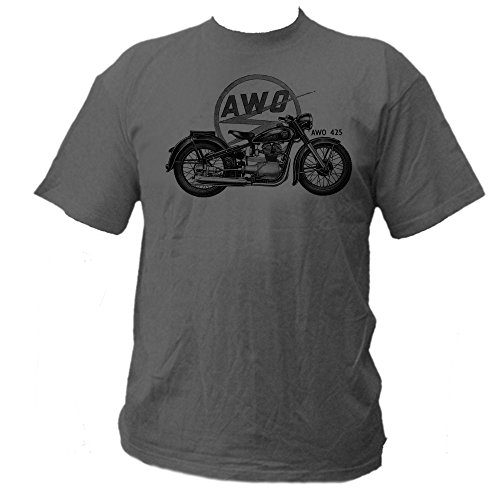 Grau AWO Motorrad MZ RT ETZ EMW Moped Oldtimer Simson Schwalbe S 51 Enduro Trabant DDR Polo Shirt T-Shirt L von P-T-D