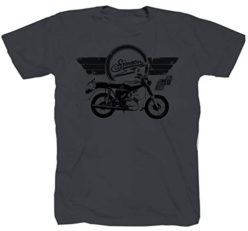 S51 Simson S 51 Enduro MZ DDR Star Sperber Awo DDR VEB FDJ Pionier Schwalbe Mofa Moped Biker Darkgrey T-Shirt Shirt XXL von P-T-D