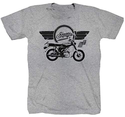 S51 Simson S 51 Vespa Pionier VEB Enduro MZ TS ETZ Olsenbande DDR Schwalbe Mofa Moped FDJ grau T-Shirt Shirt XXL von P-T-D