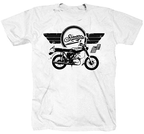 S51 Simson S 51 Enduro Spatz Star NVA NSU DKW Vespa MZ TS ETZ POS DDR Schwalbe Mofa Moped Weiss T-Shirt Shirt XL von P-T-D