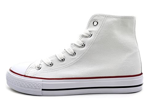 P&L Sneaker Textil Canvas Turnschuh Segeltuch Chunkyrayan (Hoch Weiß, EU Schuhgrößensystem, Erwachsene, Damen, Numerisch, M, 40) von P&L