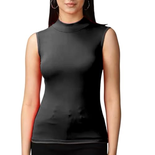 P&R Dance Wear LTD Damen Stretchy Polo Rollkragen Einfarbig Top Damen Ärmellos Freizeitkleidung Top - Modischer Pullover - Pull-on Stil Keine Ärmel - Großartig, Schwarz , M von P&R DANCEWEAR LTD