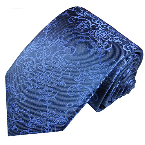 Paul Malone Festliche Krawatte 100% Seidenkrawatte blau barock von Paul Malone