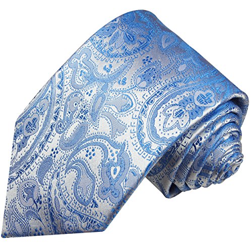 Paul Malone Krawatte blau paisley 100% Hochzeitskrawatte (extra lange 165cm) von P. M. Krawatten