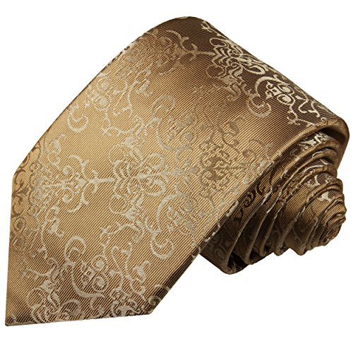 Paul Malone Krawatte gold braun barocke Seidenkrawatte normallange 150cm von P. M. Krawatten