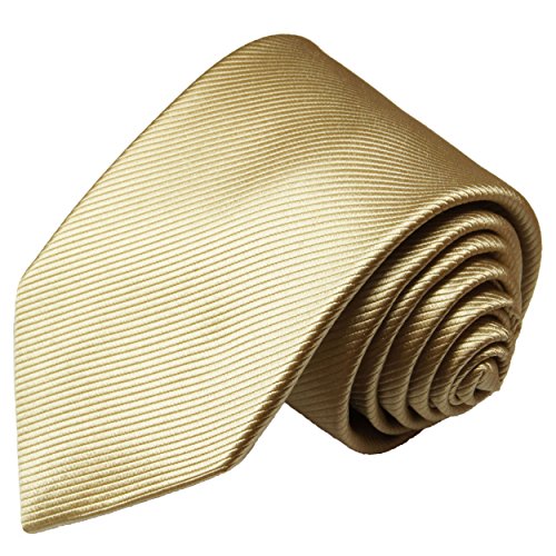 Paul Malone Krawatte gold sand uni Seidenkrawatte überlange 165cm von P. M. Krawatten