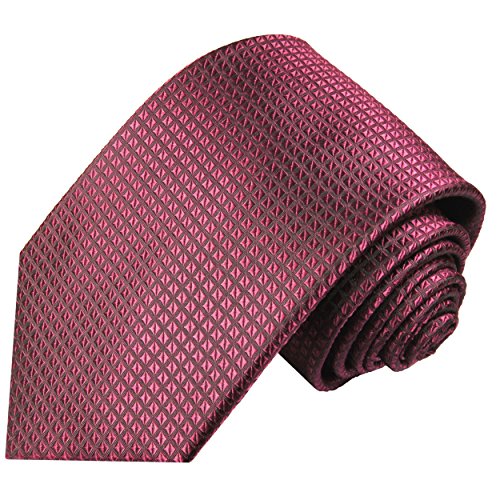 Paul Malone himbeer Krawatte kariert 100% Seidenkrawatte (extra lange 165cm) von P. M. Krawatten